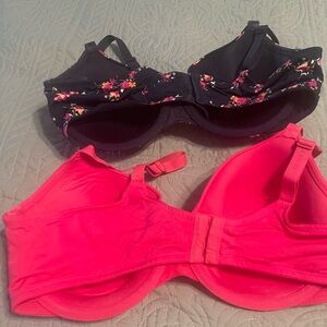 Cacique Black Floral and Bright Pink Bras